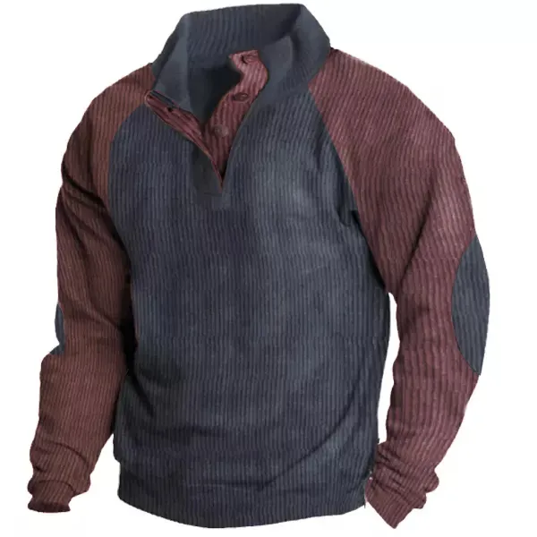 Lässiges Outdoor-Sweatshirt mit Raglanärmeln für Herren und Stehkragen