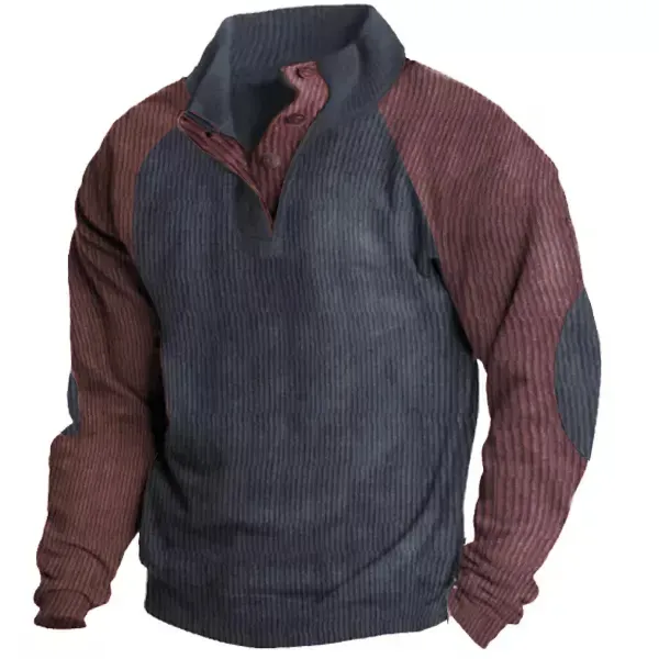 Lässiges Outdoor-Sweatshirt mit Raglanärmeln für Herren und Stehkragen