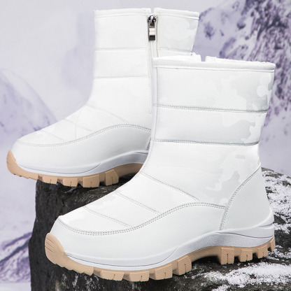 Winter-Damen-Schneestiefel aus Samt mit hohem Schaft und Reißverschluss