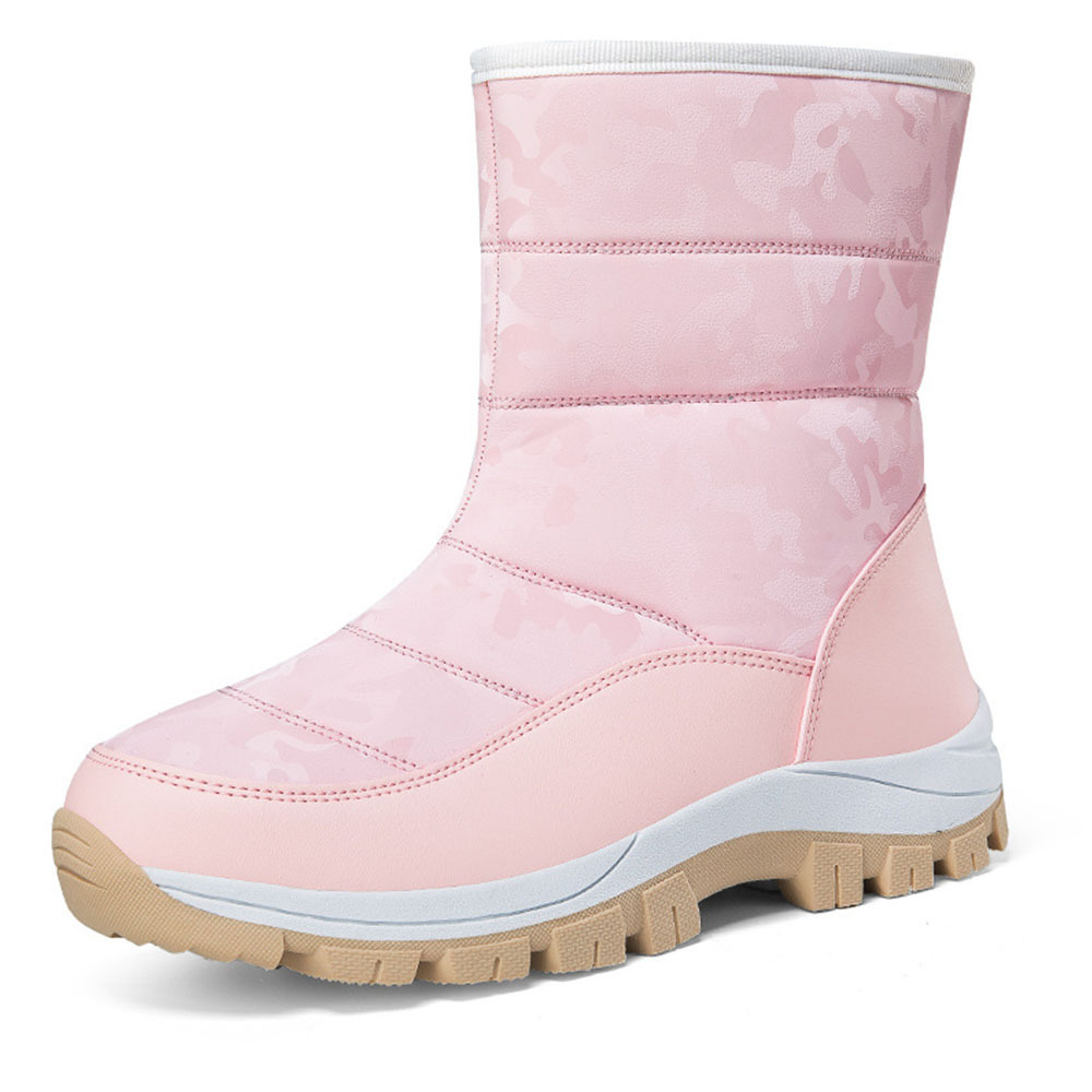 Winter-Damen-Schneestiefel aus Samt mit hohem Schaft und Reißverschlus