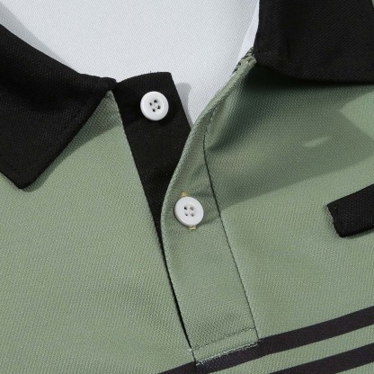 Therling Kurzarm-Poloshirt für Herren mit Farbblock-Streifen und Revers