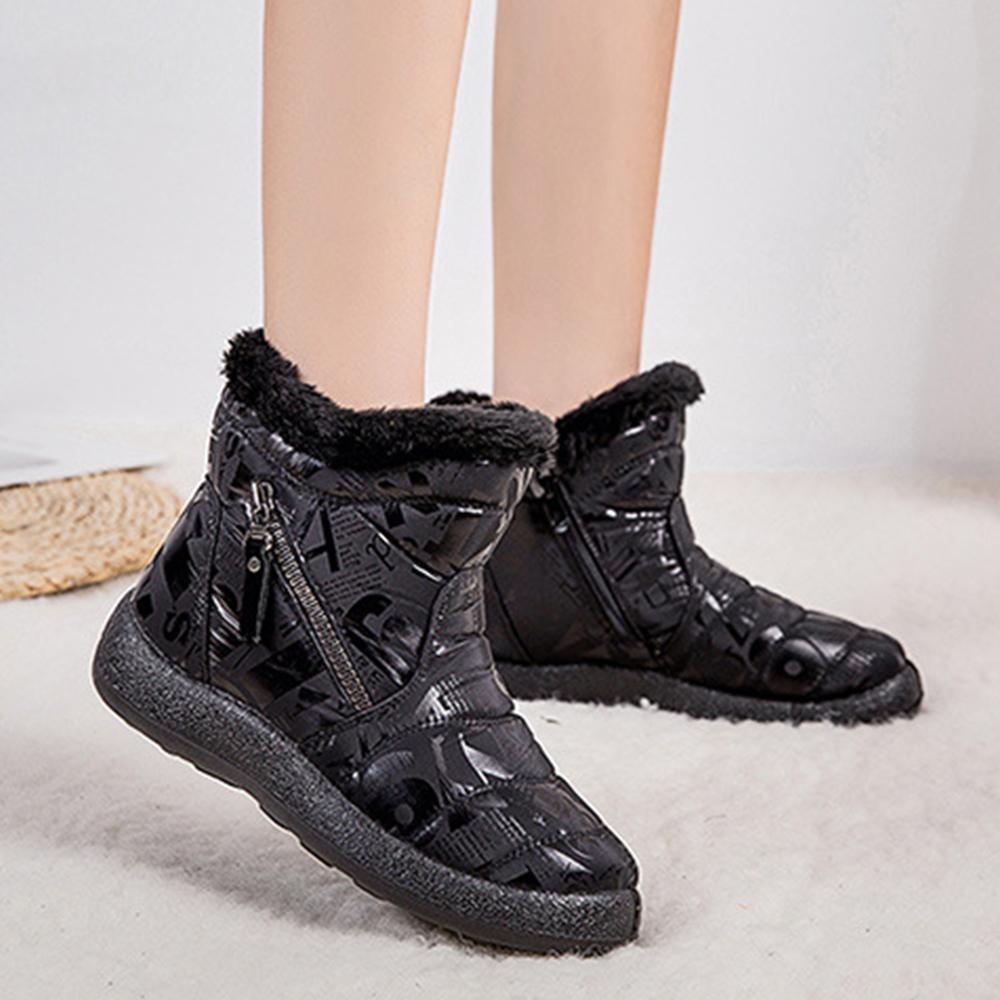 Damen Doppelreißverschluss Kurzschlauch Warme Stiefel