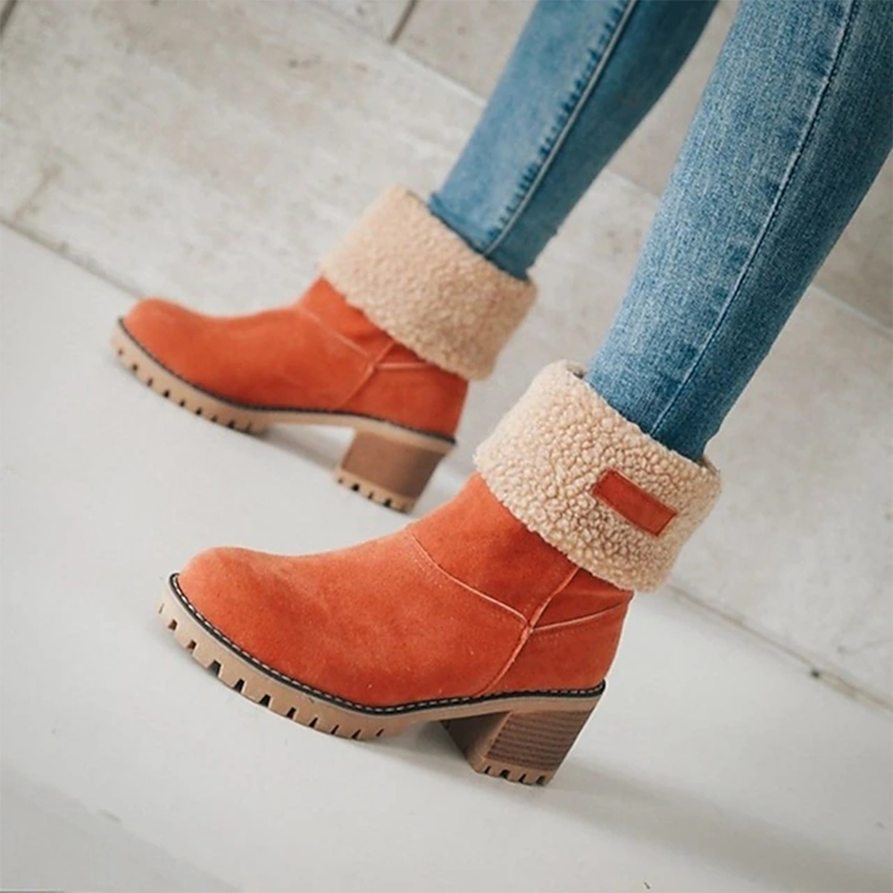 Neue, mit Kaschmir gefütterte, mittelhohe Baumwollstiefel für Damen