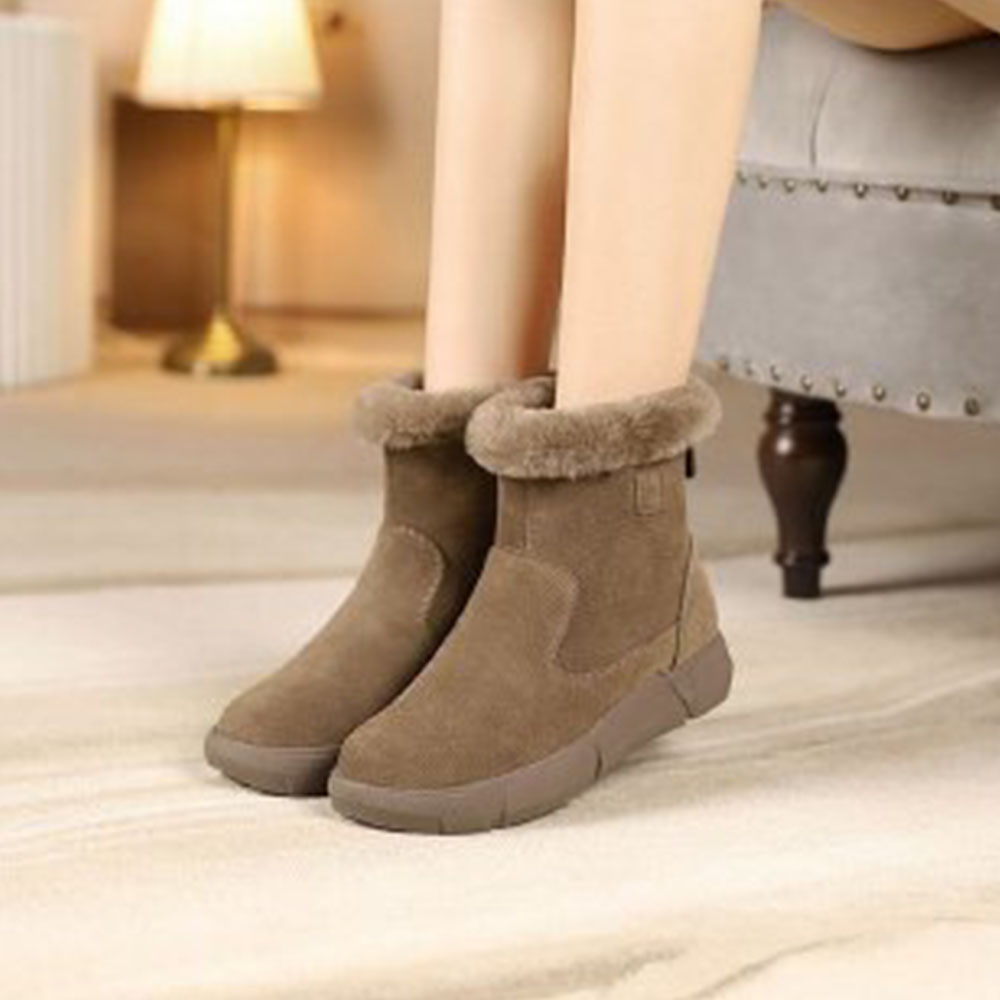 Damen-Schneestiefel mit verdicktem Reißverschluss aus Wintersamt