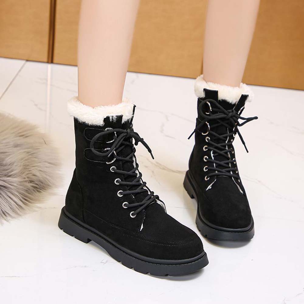 Neue warme und hoch geschnittene Fleece-Schneestiefel zum Schnüren