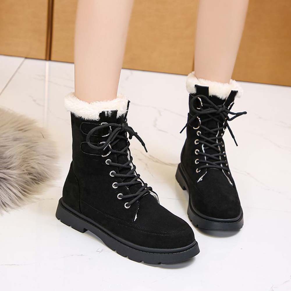 Neue warme und hoch geschnittene Fleece-Schneestiefel zum Schnüren