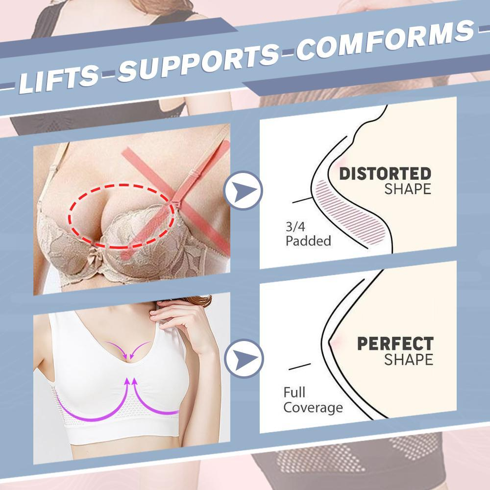 Nahtloser Kabelloser Atmungsaktiver Cool Liftup Air-Sport-BH aus Netzstoff in großer Größe für Damen