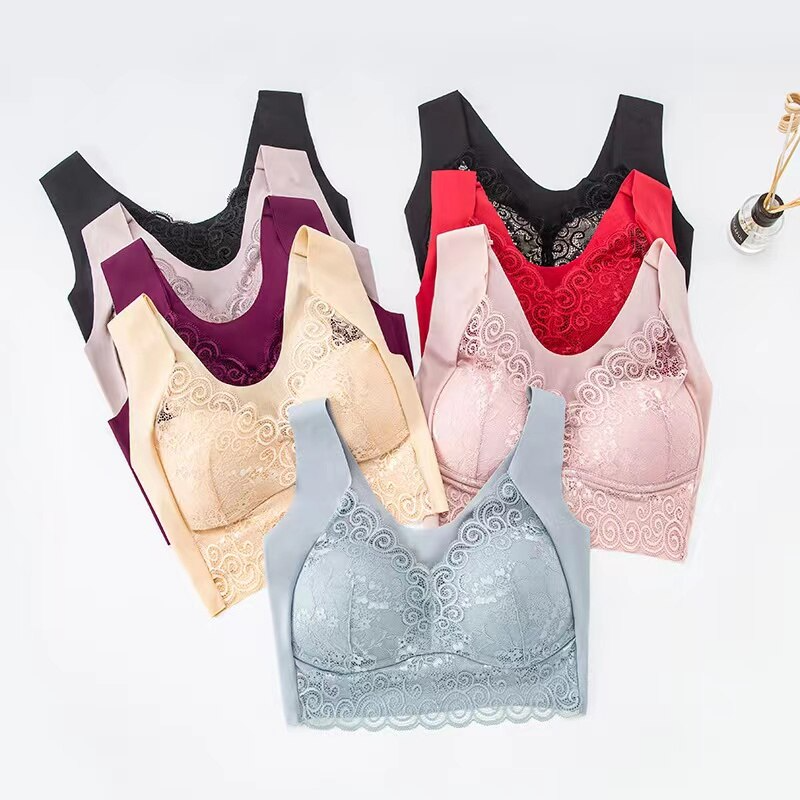 Nahtloser Kabellos Push-Up-Spitzen-BH Übergröße für Damen