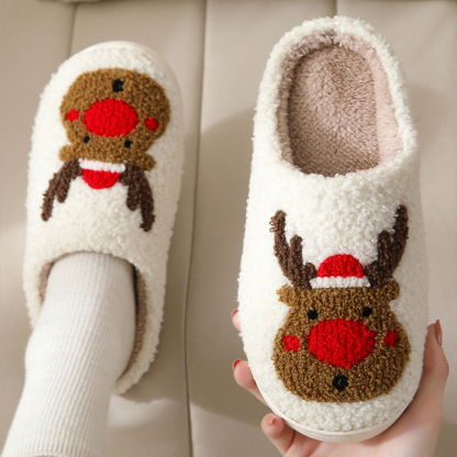 Warme Hausschuhe mit weihnachtlichem Cartoon-Elch