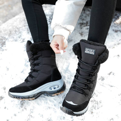 Hohe, rutschfeste Samt-Schneestiefel für Damen