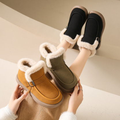 Wintersamt verdickte warme Slip-on-Damenstiefel
