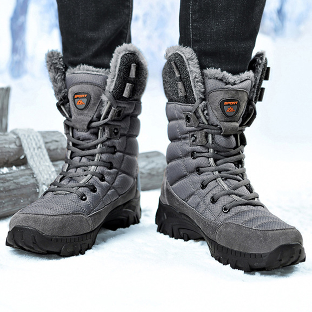 Lässige High-Top-Fleece-Baumwollstiefel für Herren