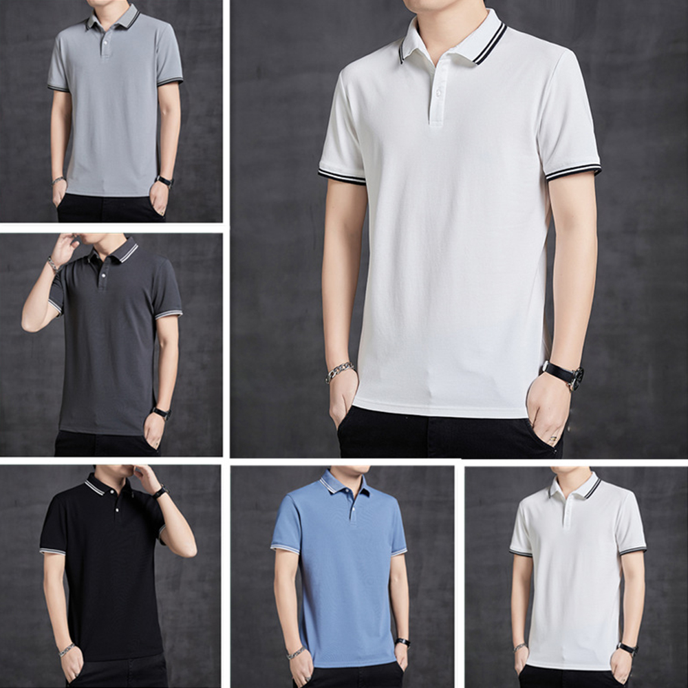Therling™ POLO-Shirt für Herren, Revers, einfarbig, Business-Casual, kurze Ärmel