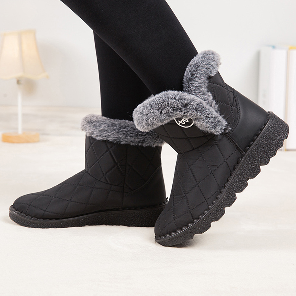 Damen-High-Top-Stiefel aus Fleece-Baumwolle
