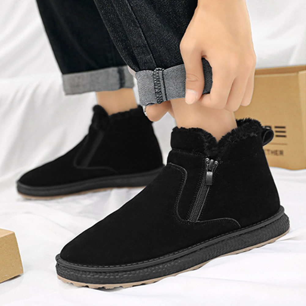 Rutschfeste, modische, warme Herren-Baumwollschuhe mit seitlichem Reißverschluss