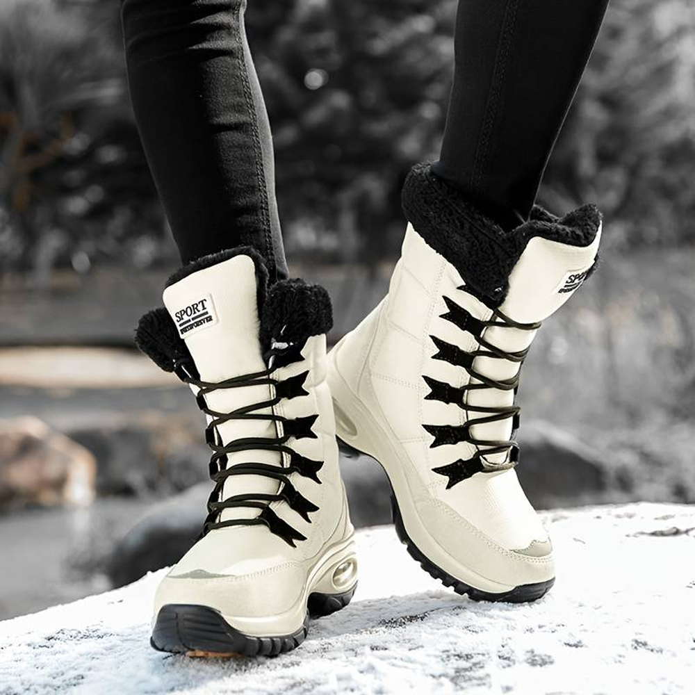 Hohe, rutschfeste Samt-Schneestiefel für Damen