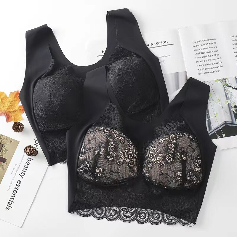 Nahtloser Kabellos Push-Up-Spitzen-BH Übergröße für Damen