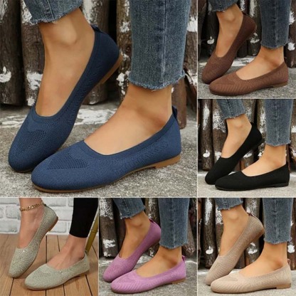 Gewebte, atmungsaktive, flache Freizeitschuhe für Damen
