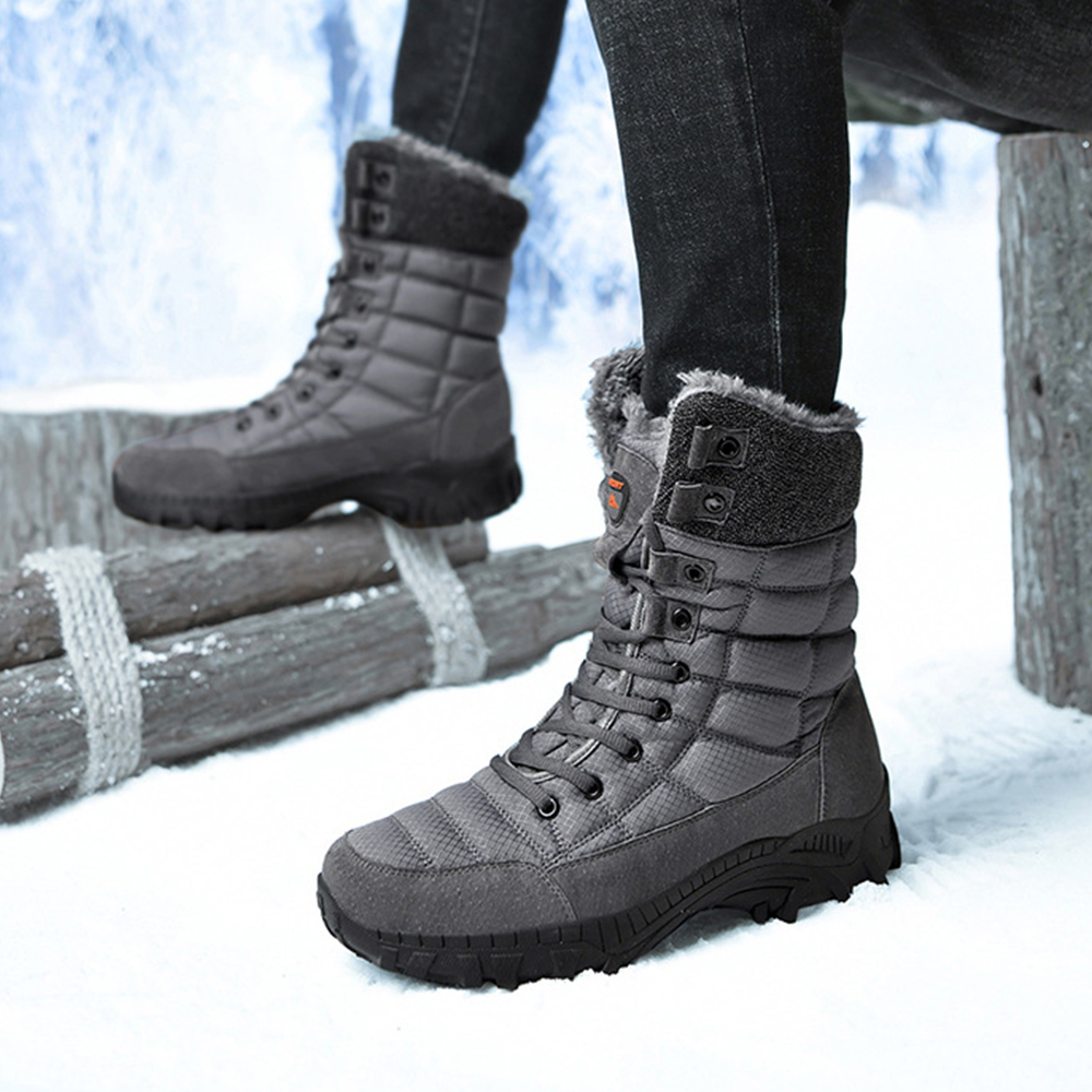 Lässige High-Top-Fleece-Baumwollstiefel für Herren