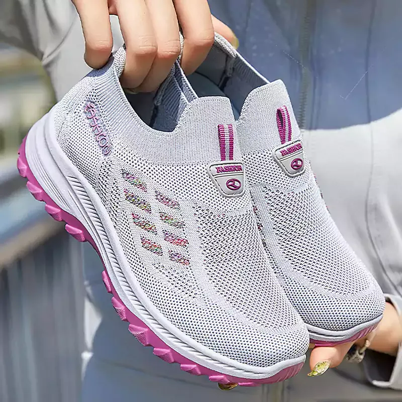  Gestrickte, atmungsaktive Slip-On-Sneaker für Damen
