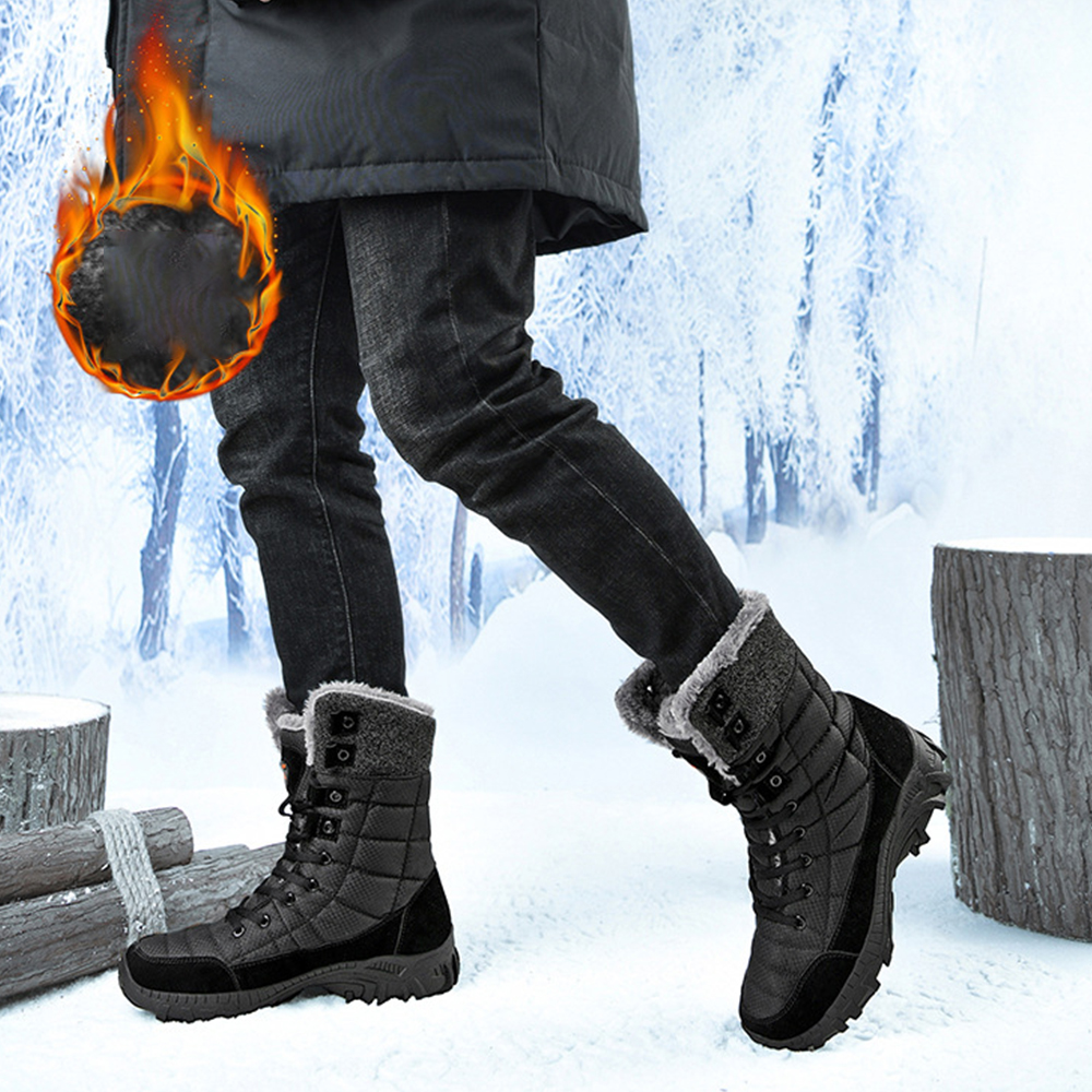 Lässige High-Top-Fleece-Baumwollstiefel für Herren