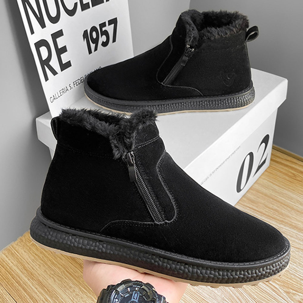 Rutschfeste, modische, warme Herren-Baumwollschuhe mit seitlichem Reißverschluss