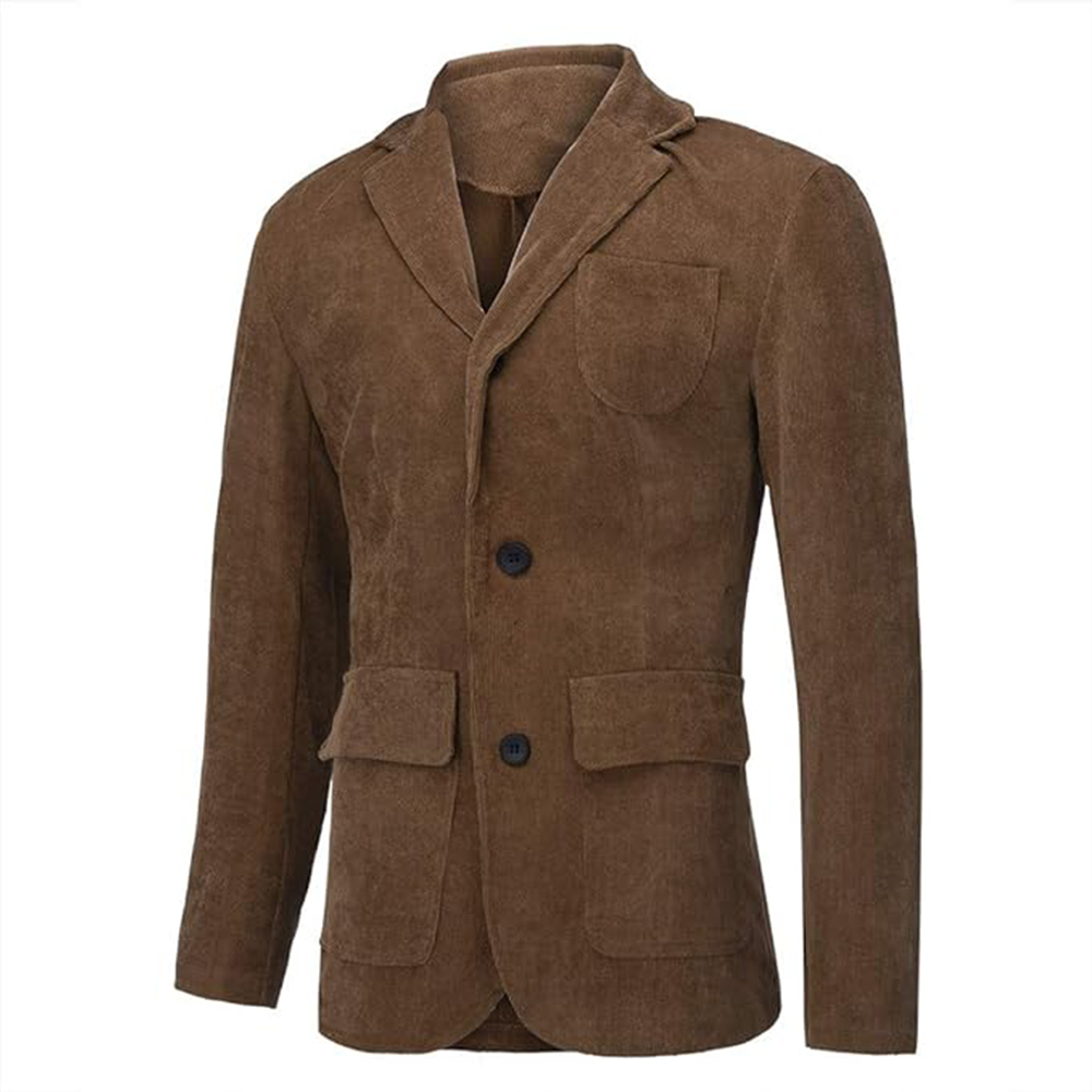  Lässige, modische, einfarbige Cord-Anzugjacke für Herren
