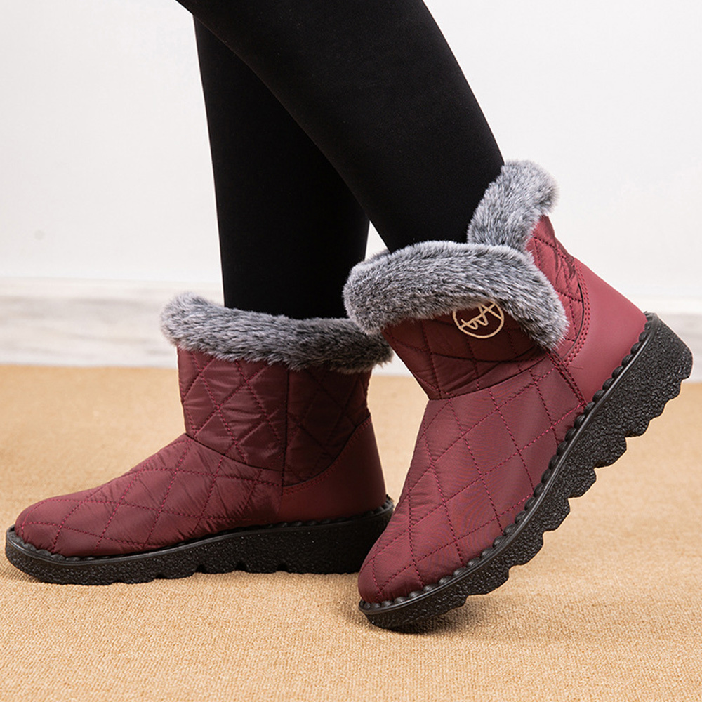Damen-High-Top-Stiefel aus Fleece-Baumwolle