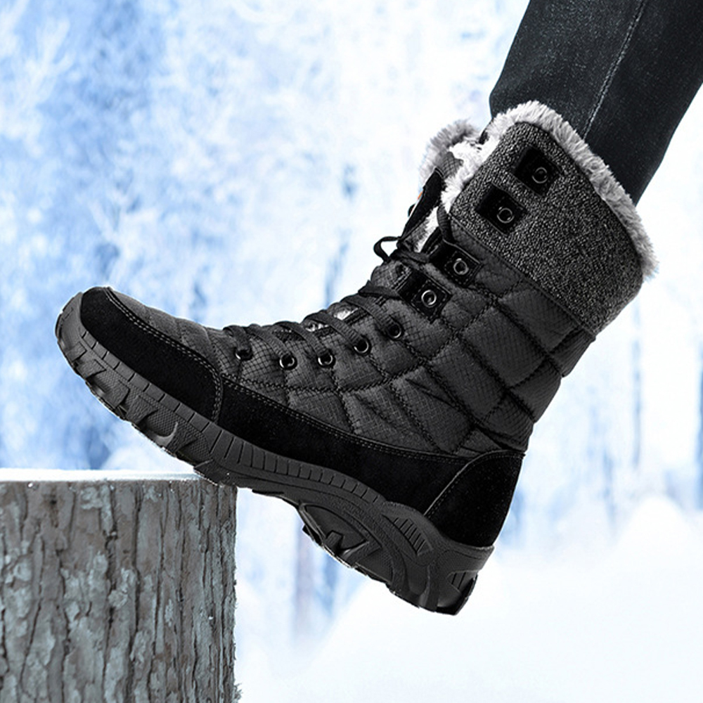 Lässige High-Top-Fleece-Baumwollstiefel für Herren