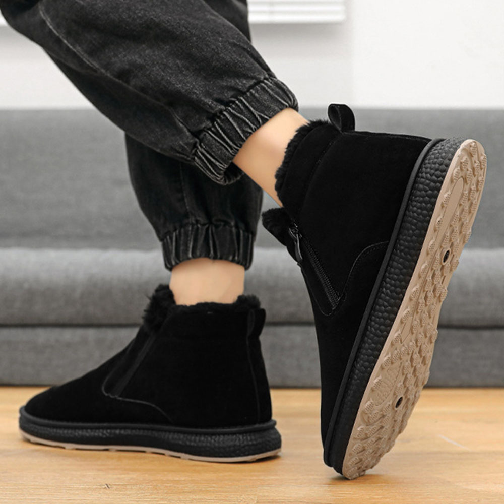 Rutschfeste, modische, warme Herren-Baumwollschuhe mit seitlichem Reißverschluss