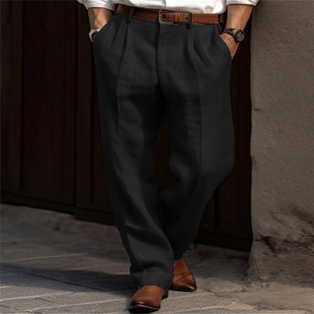 Metallwolke Neue atmungsaktive Herren-Leinenhose mit geradem Bein