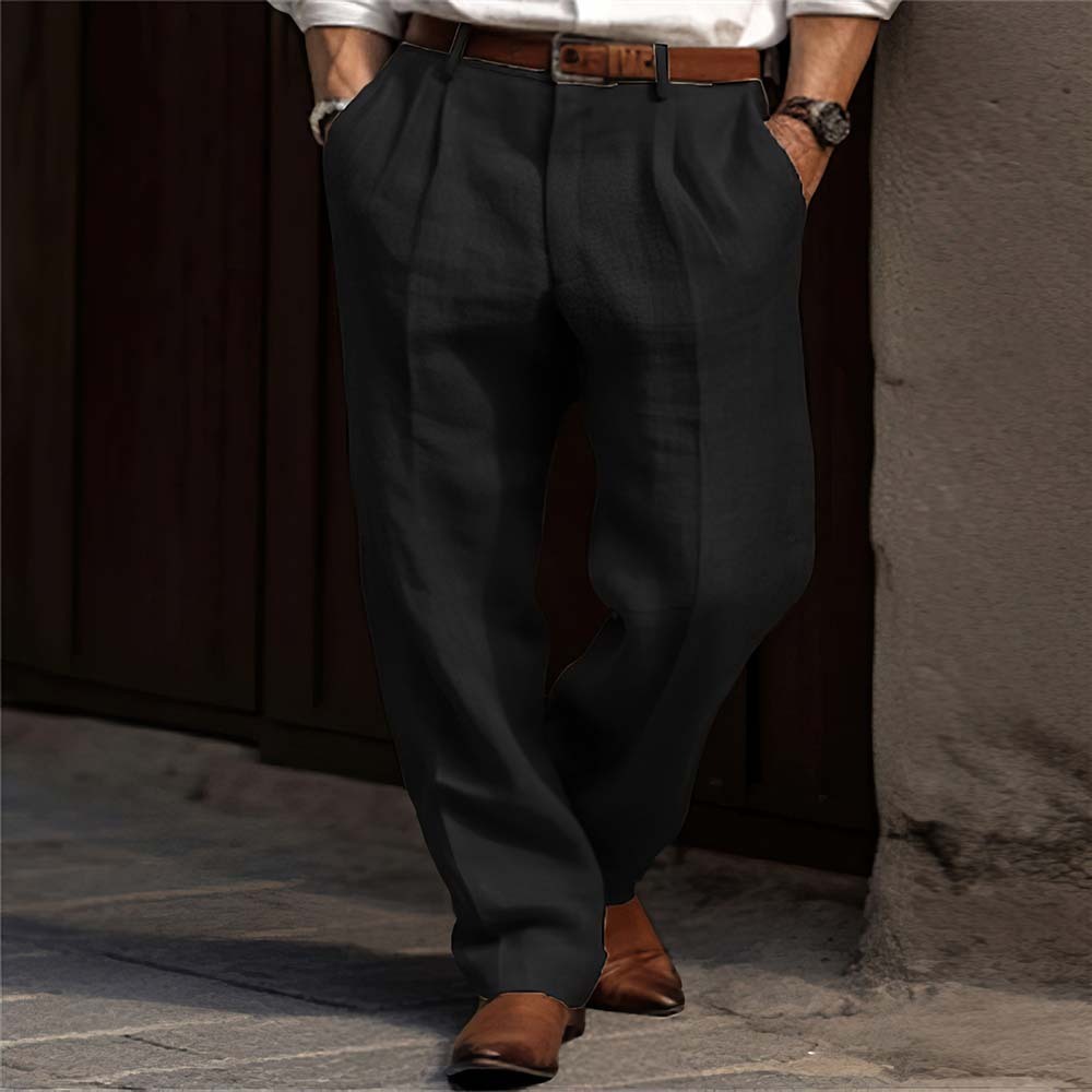 Metallwolke Neue atmungsaktive Herren-Leinenhose mit geradem Bein