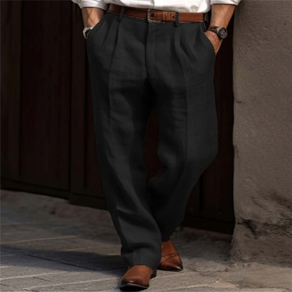 Metallwolke Neue atmungsaktive Herren-Leinenhose mit geradem Bein