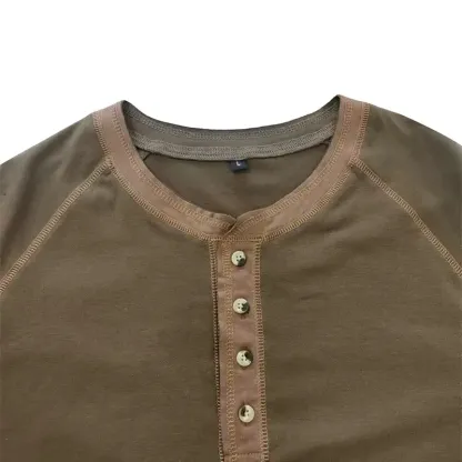 T-Shirt aus weichem Baumwollstoff mit Henley-Kragen