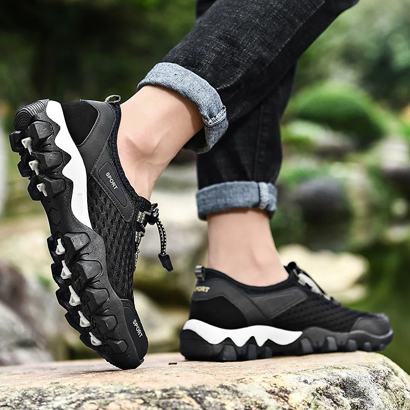 Atmungsaktive, rutschfeste Outdoor-Sneaker aus elastischem Mesh-Gewebe für Herren