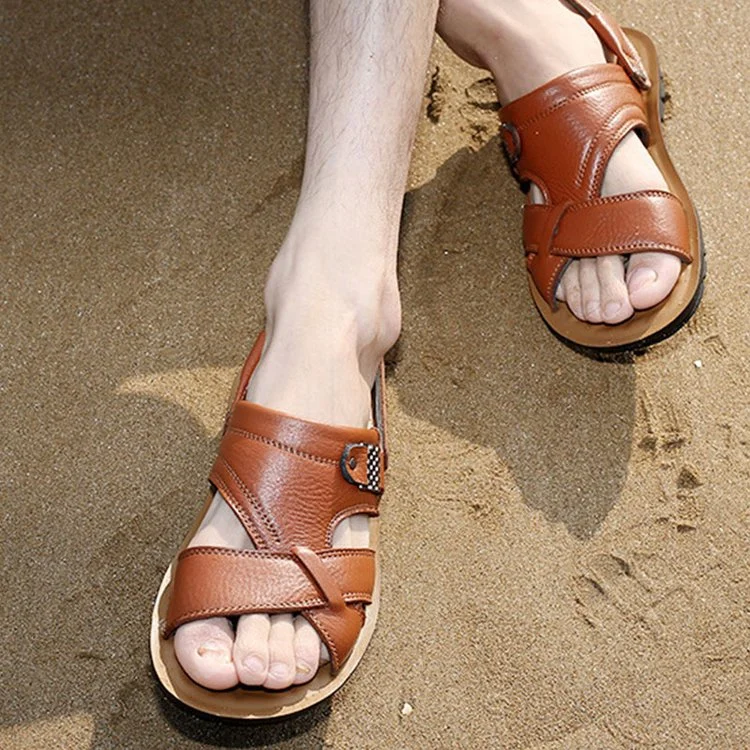 🔥HEISSER VERKAUF🎁--70% RABATT 🎉 LÄSSIGE, BEQUEME, WEICHE SOHLE, RUTSCHFESTE, LEDERSANDALEN FÜR HERREN