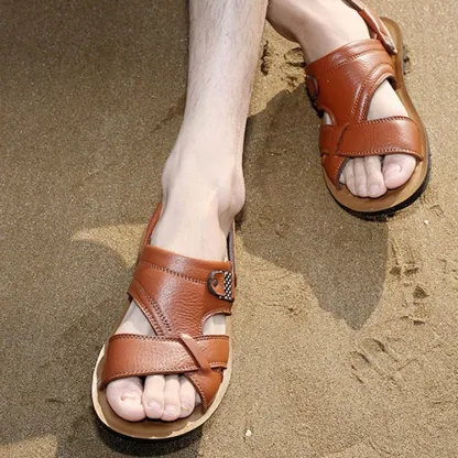 🔥HEISSER VERKAUF🎁--70% RABATT 🎉 LÄSSIGE, BEQUEME, WEICHE SOHLE, RUTSCHFESTE, LEDERSANDALEN FÜR HERREN