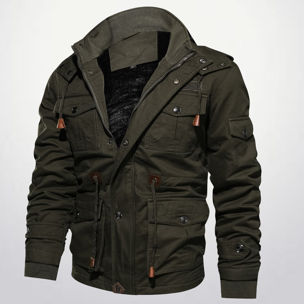  Neue Wolljacke mit mehreren Taschen für Herren
