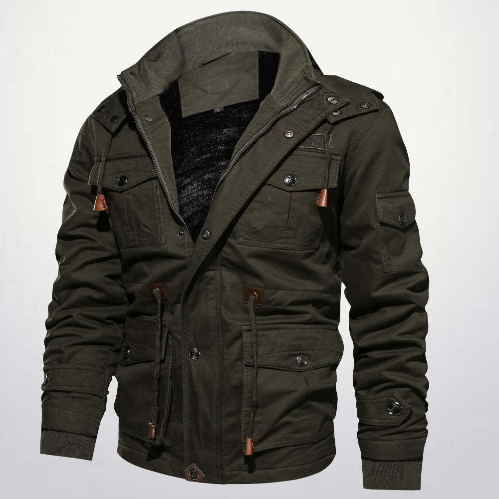  Neue Wolljacke mit mehreren Taschen für Herren