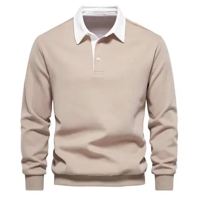 Neues Langarm-Revers-Poloshirt für Herren