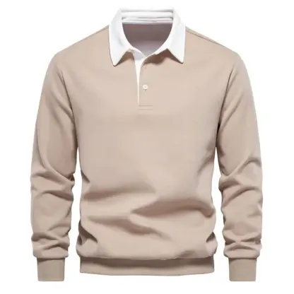 Neues Langarm-Revers-Poloshirt für Herren