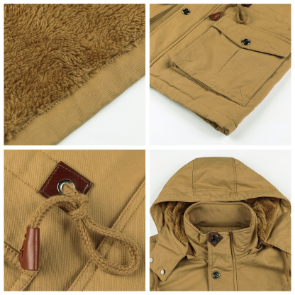  Neue Wolljacke mit mehreren Taschen für Herren