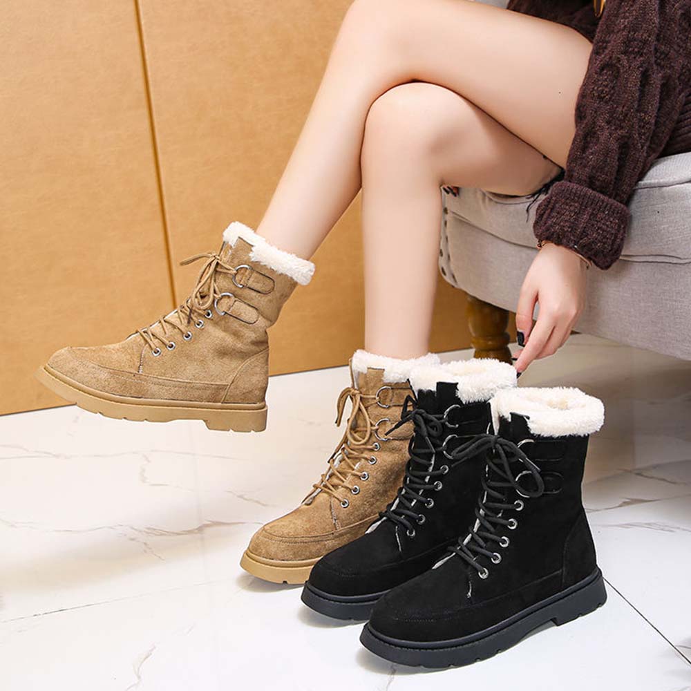 Neue warme und hoch geschnittene Fleece-Schneestiefel zum Schnüren