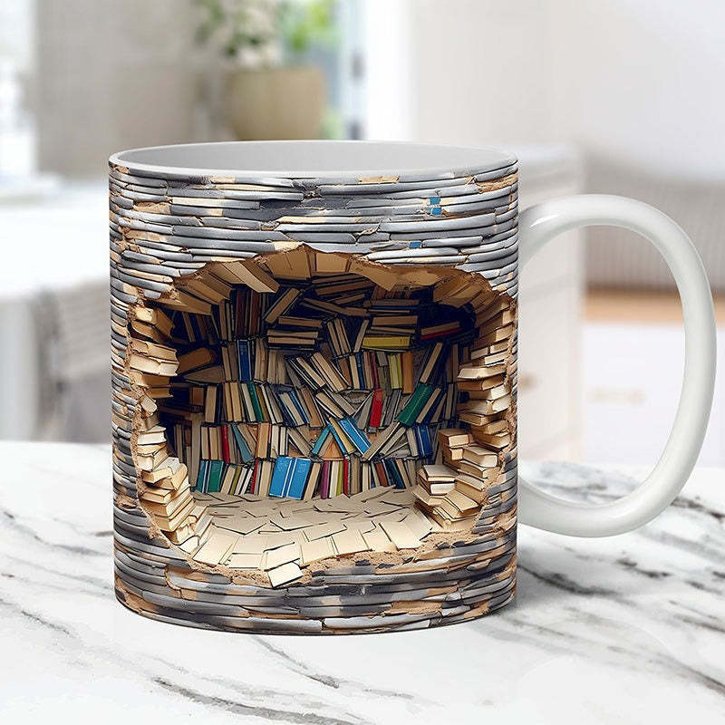 🔥2025 Heißer Verkauf!🔥Therling™ 3D Bücherregal Visueller Effekt Keramik Kaffeetasse