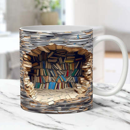 🔥2025 Heißer Verkauf!🔥Therling™ 3D Bücherregal Visueller Effekt Keramik Kaffeetasse