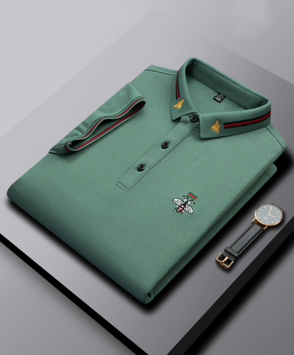 Modisches Herren-Poloshirt mit Bienenstickerei und Kurzen Ärmeln und Revers