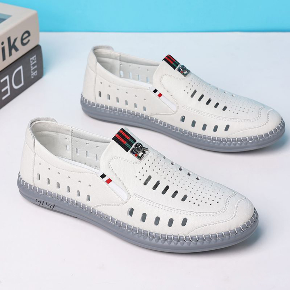 2024 neue Herren-Lochschuhe, lässige Ledersandalen