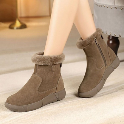 Damen-Schneestiefel mit verdicktem Reißverschluss aus Wintersamt