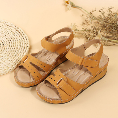 Sommer-Damen-Klettverschluss-Keilsandalen mit dicker Sohle