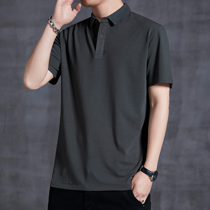 Therling™ POLO-Shirt für Herren, Revers, einfarbig, Business-Casual, kurze Ärmel